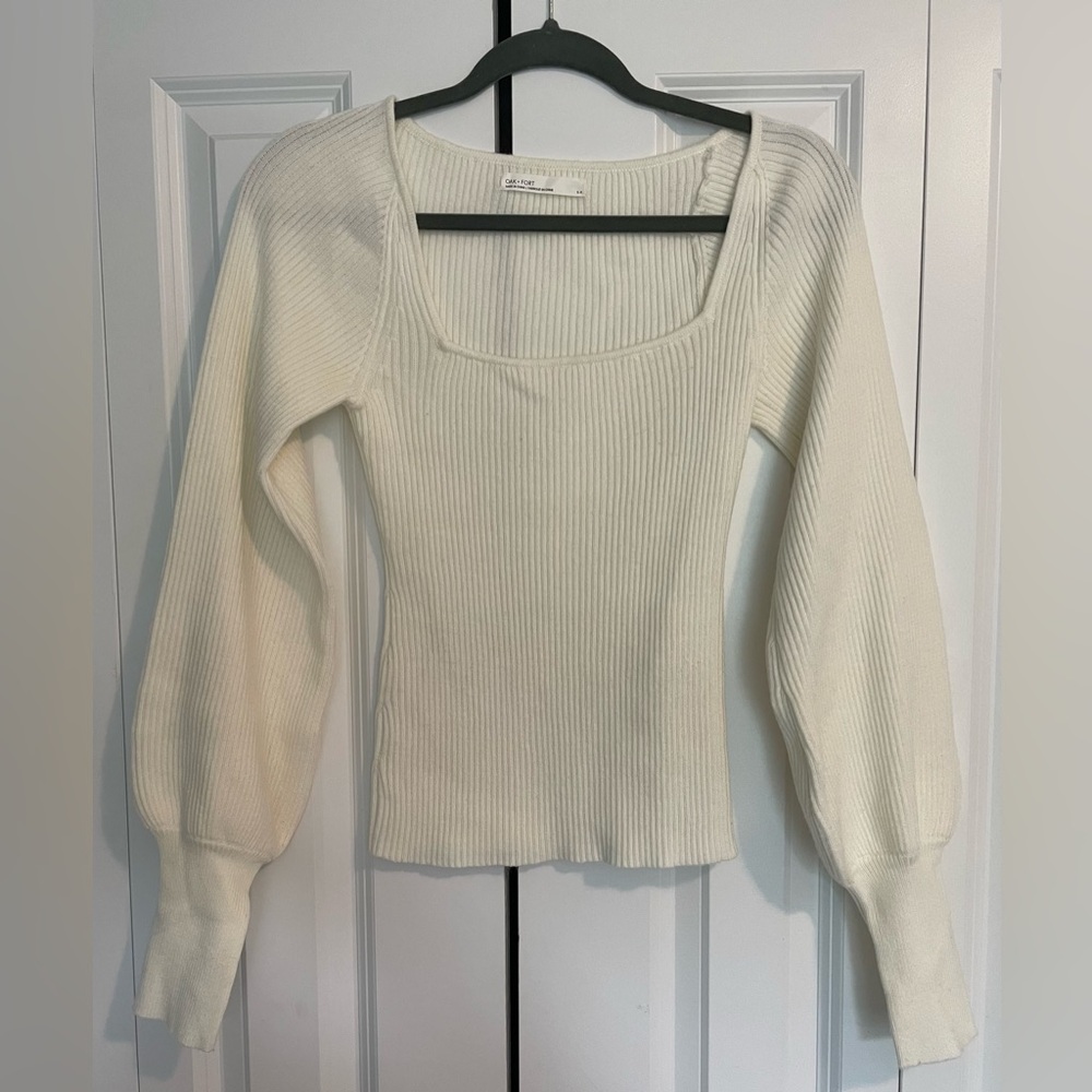 OAK + FORT Square Neck Sweater (Cream) Size Small